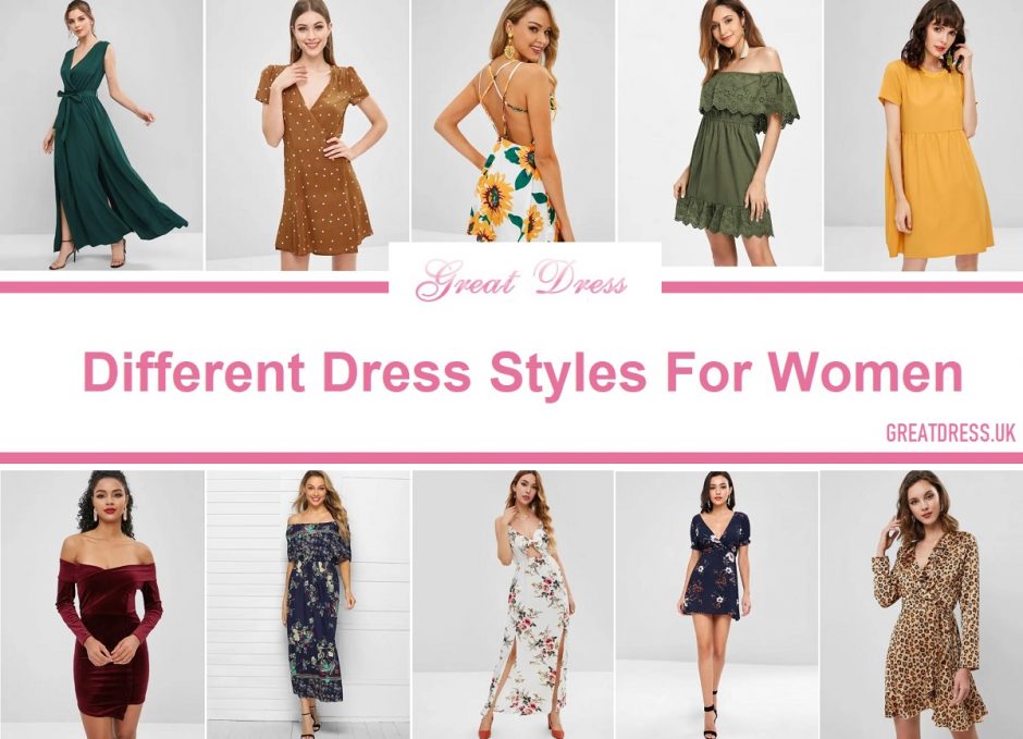 Diferentes estilos de vestido para mulheres